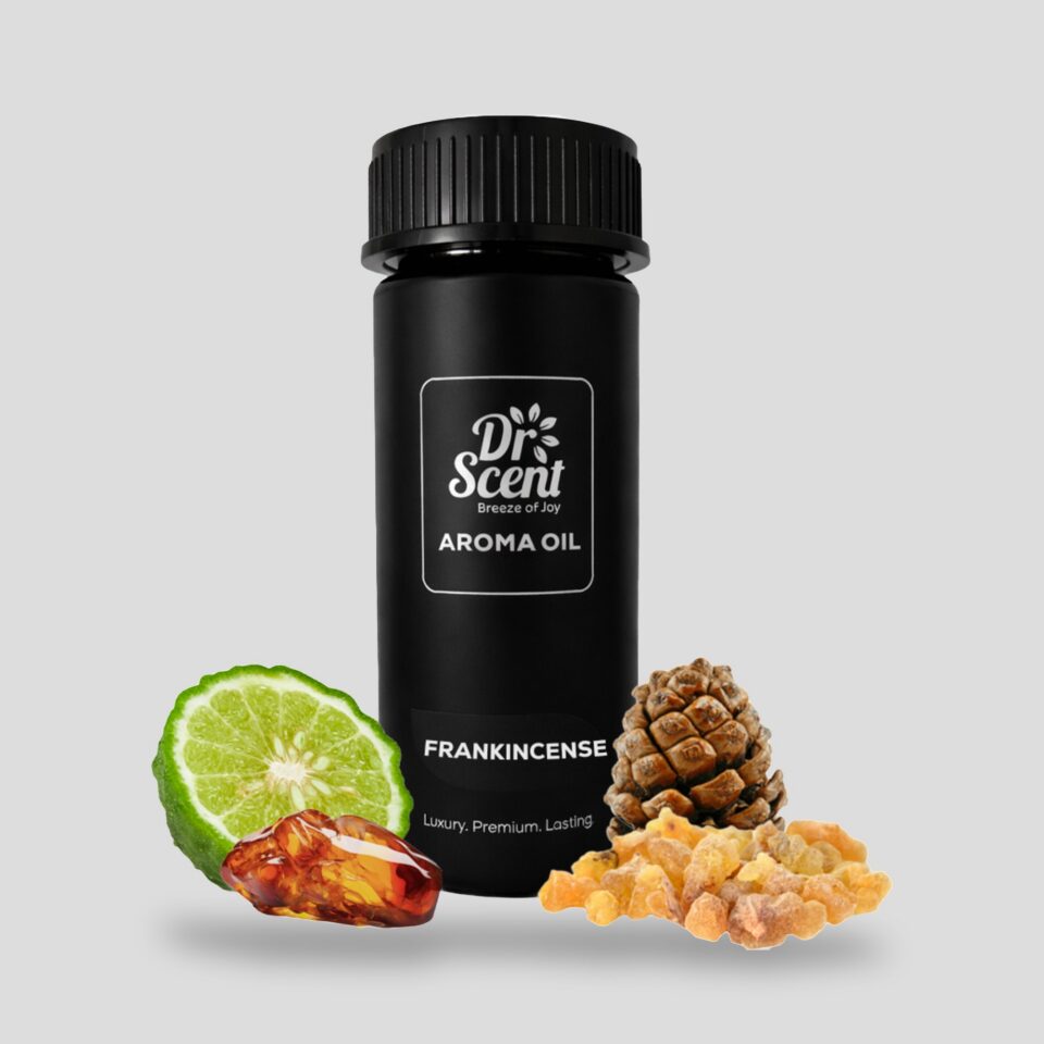 Frankincense aroma oil 170 ml in a black PET bottle, with frankincense, precious woods, soft amber, smoky resins