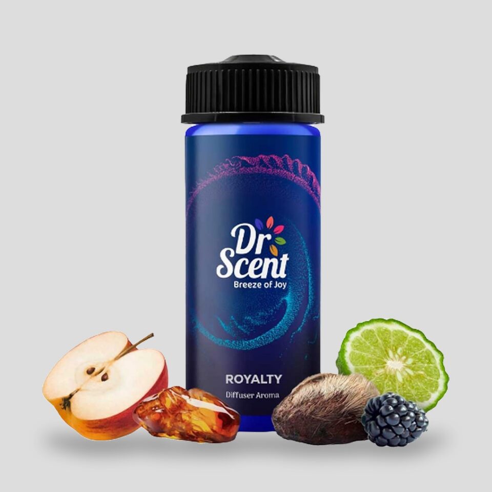 Royalty aroma oil 170 ml in a blue PET bottle, with mixed fruits, apple, mandarin, dewberry