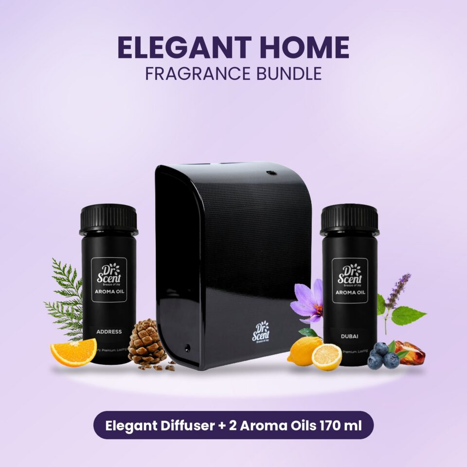 Elegant Home Fragrance Bundle: black Elegant diffuser with two 170 ml aroma oils