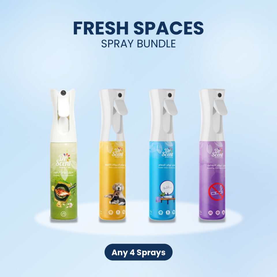 Fresh Spaces Spray Bundle: four Dr Scent odour eliminator sprays